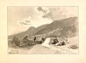 Landschap met Wegwijzer bij Podkoren door Ladislav Benesch